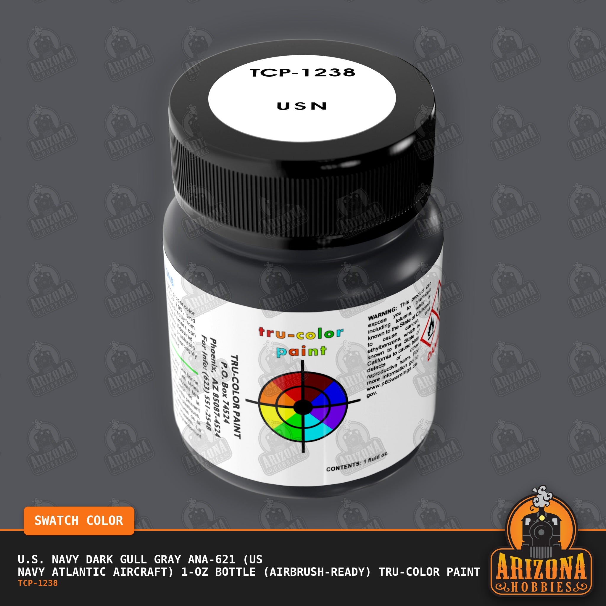 U.S. Navy DARK GULL GRAY ANA-621 (US Navy Atlantic Aircraft) 1-oz bottle (Air-brush) Tru-Color Paint-with color swatch-Arizona Hobbies