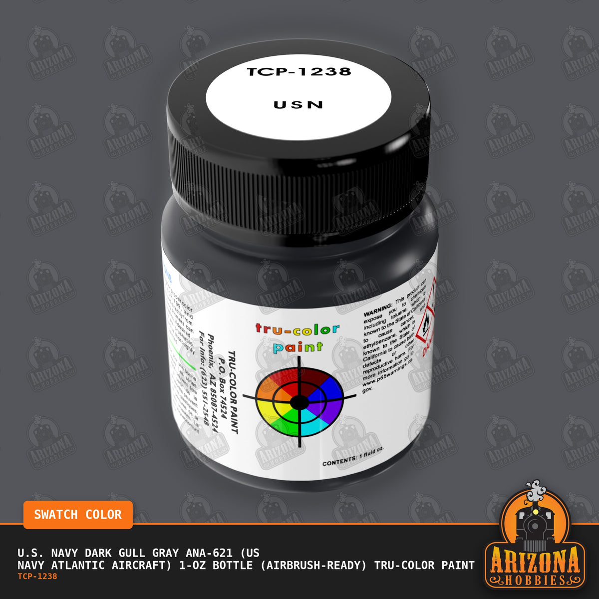 U.S. Navy DARK GULL GRAY ANA-621 (US Navy Atlantic Aircraft) 1-oz bottle (Air-brush) Tru-Color Paint-with color swatch-Arizona Hobbies