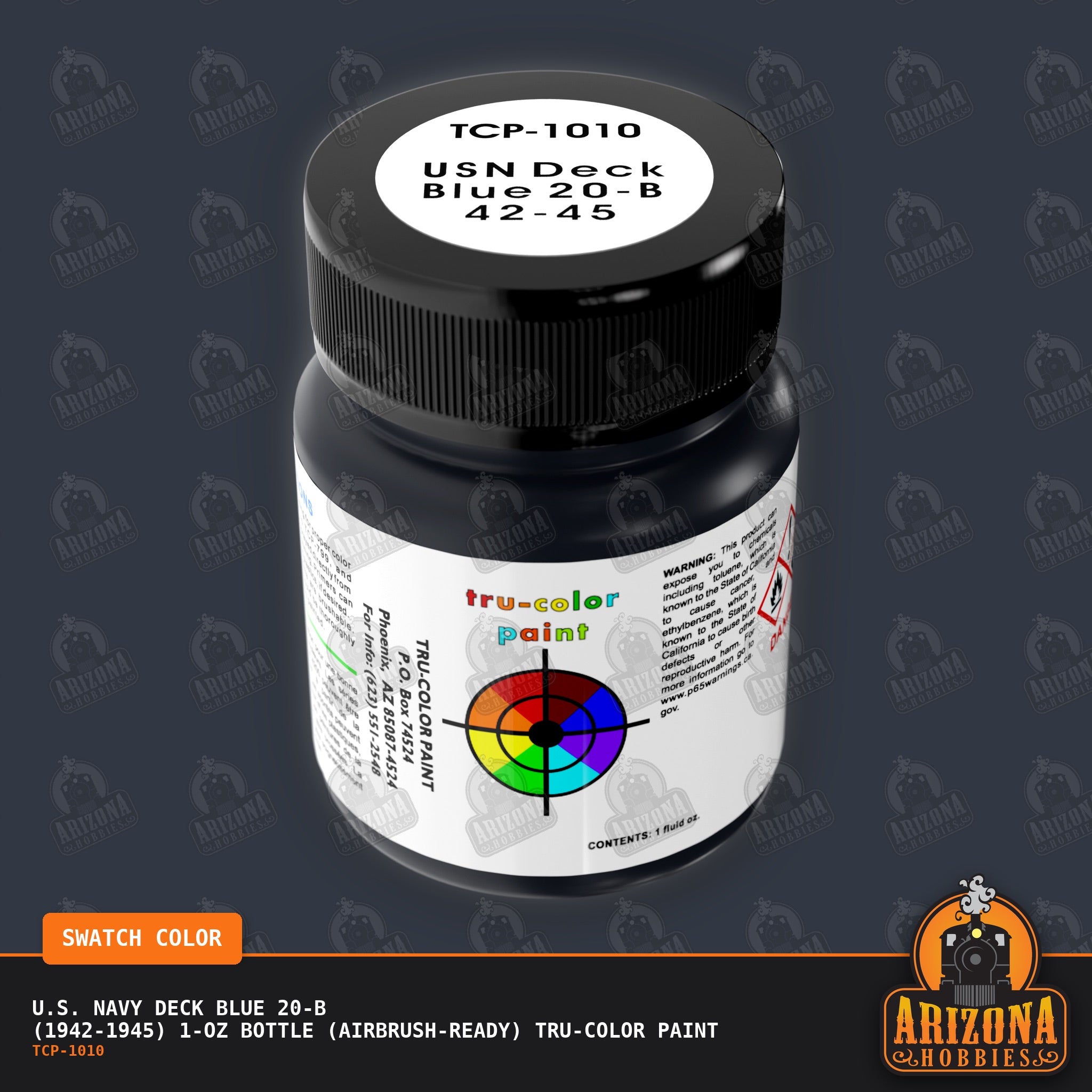 U.S. Navy DECK BLUE 20-B (1942-1945) 1-oz bottle (Air-brush) Tru-Color Paint-with color swatch-Arizona Hobbies