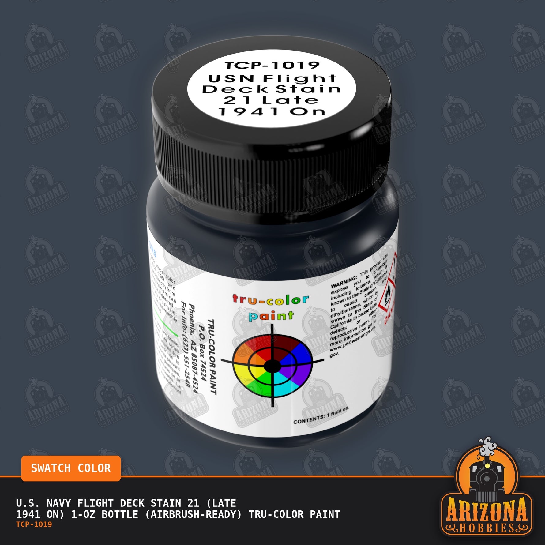 U.S. Navy FLIGHT DECK STAIN 21 (late 1941 on) 1-oz bottle (Air-brush) Tru-Color Paint-with color swatch-Arizona Hobbies