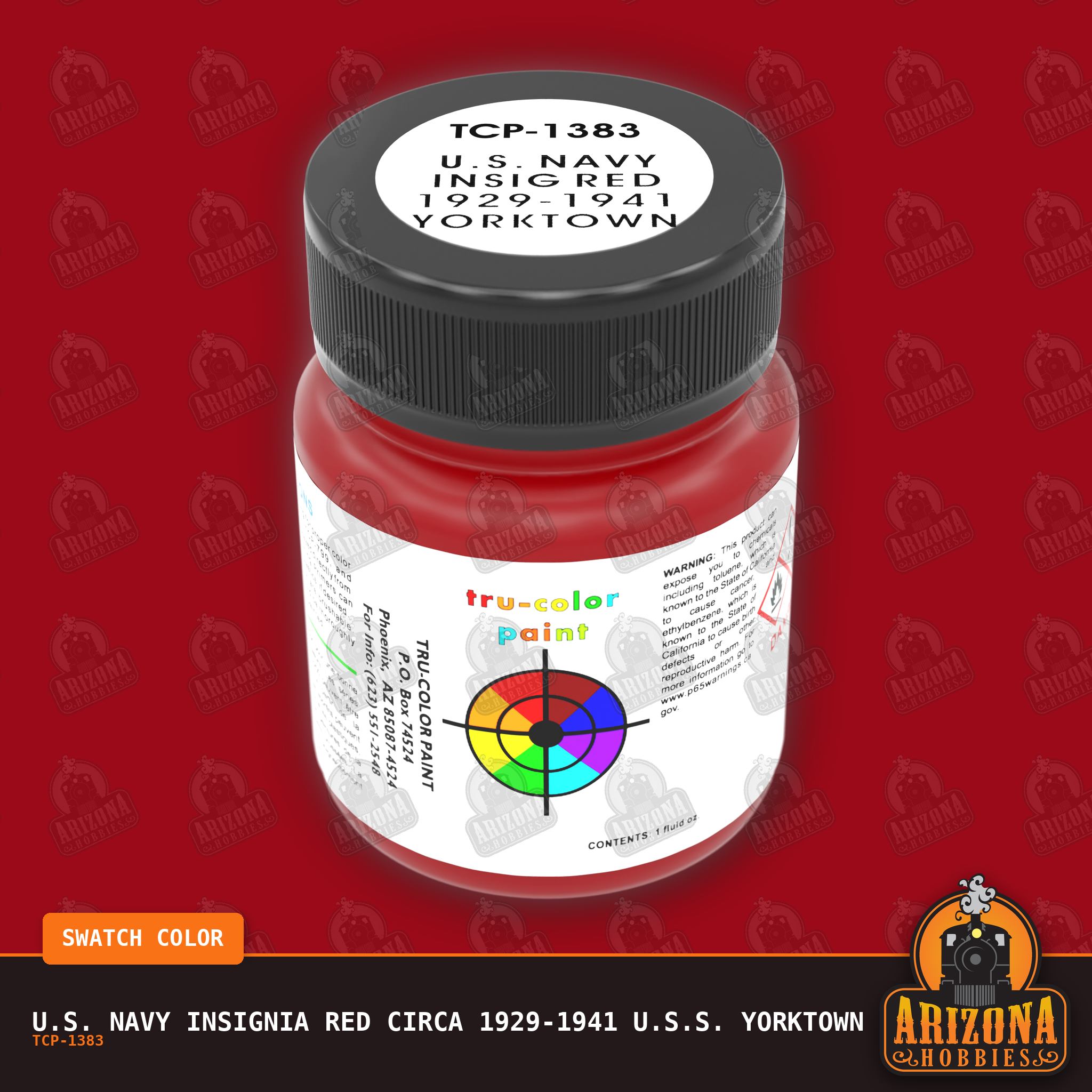 U.S. Navy INSIGNIA RED circa 1929-1941 U.S.S. Yorktown 1-oz bottle (Air-brush) Tru-Color Paint-with color swatch-Arizona Hobbies