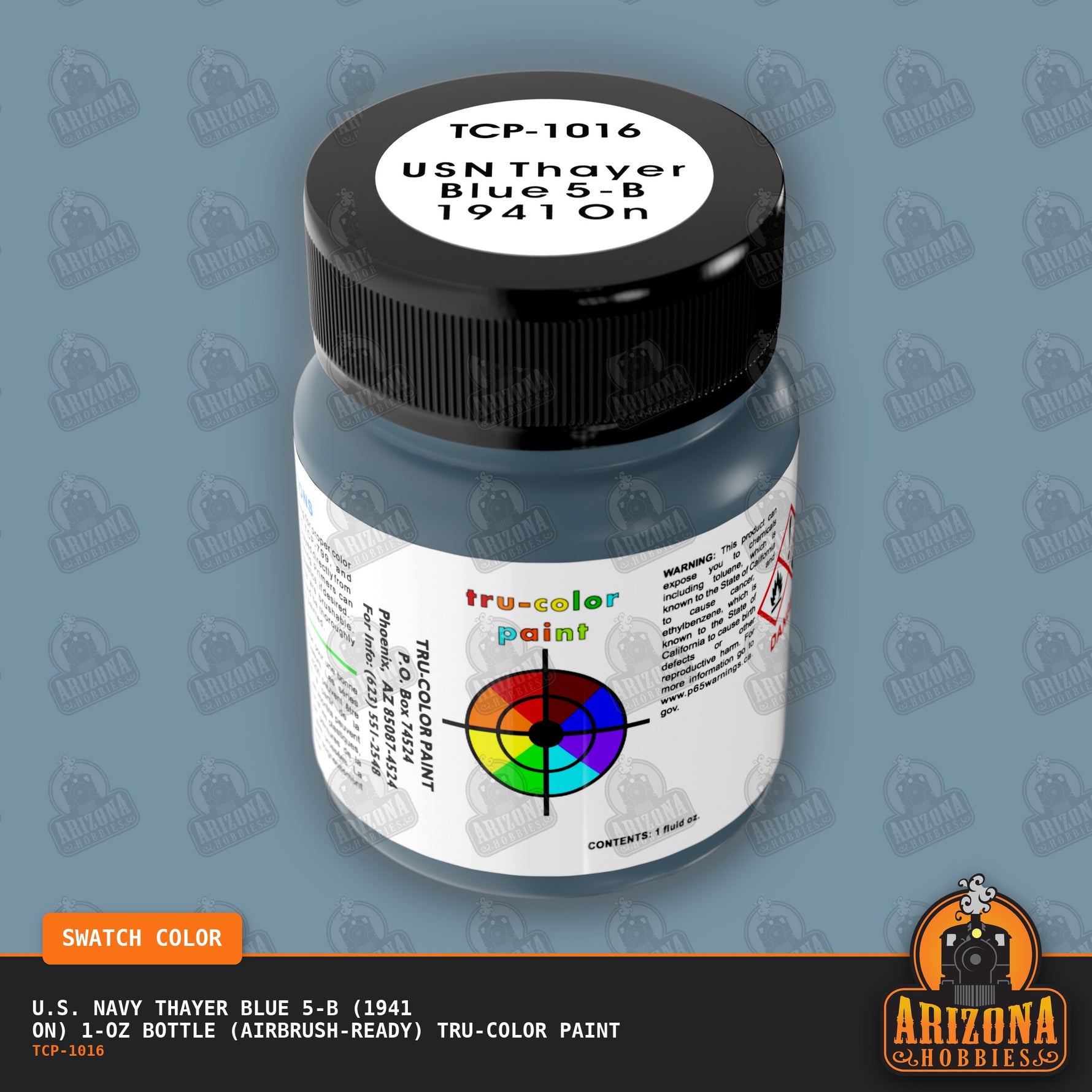 U.S. Navy THAYER BLUE 5-B (1941 on) 1-oz bottle (Air-brush) Tru-Color Paint-with color swatch-Arizona Hobbies