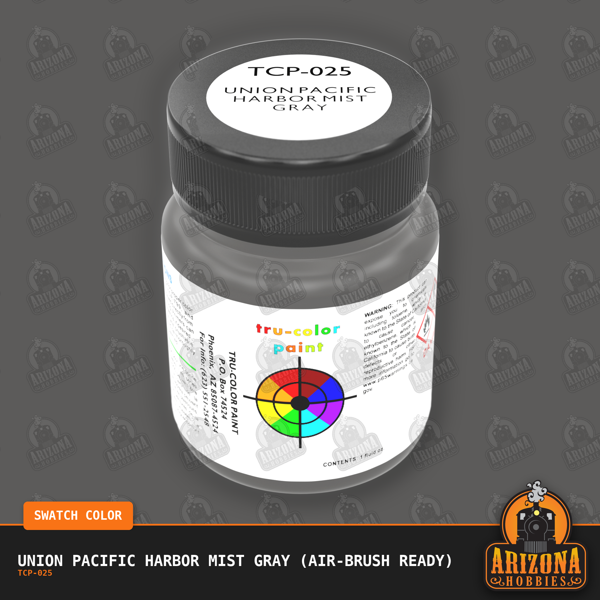 Union Pacific HARBOR MIST GRAY 1-oz bottle (Air-brush) Tru-Color Paint-with color swatch-Arizona Hobbies