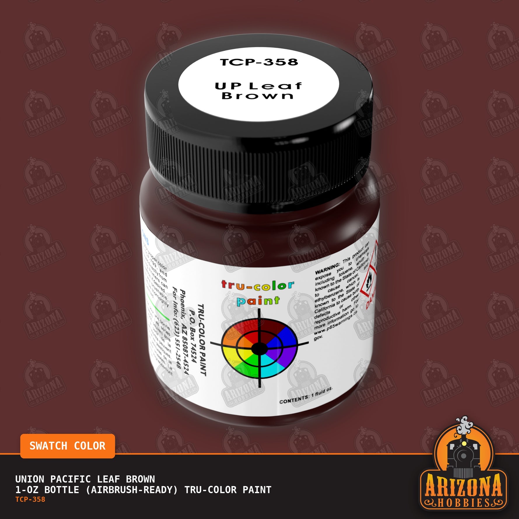 Union Pacific LEAF BROWN 1-oz bottle (Air-brush) Tru-Color Paint-with color swatch-Arizona Hobbies