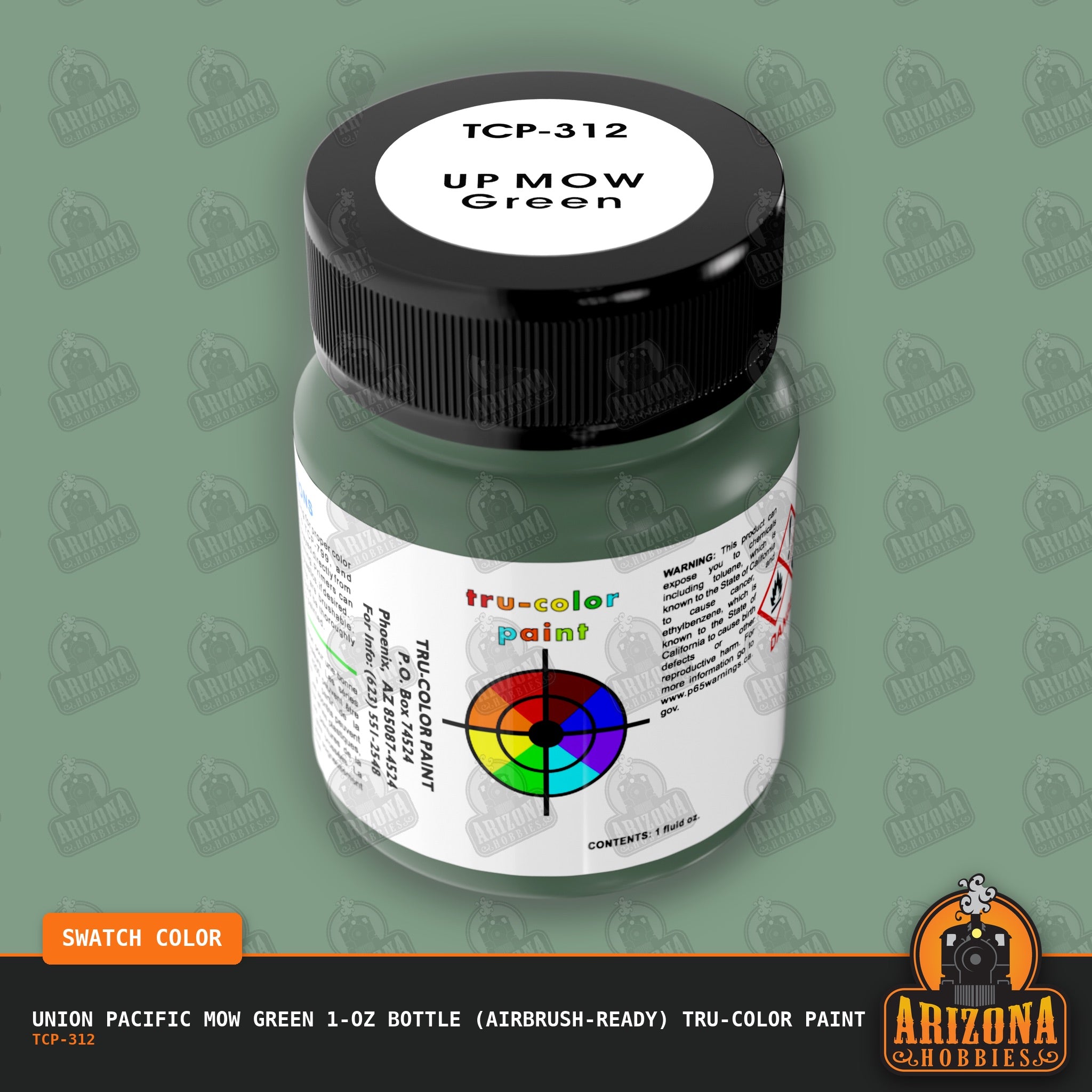 Union Pacific MOW GREEN 1-oz bottle (Air-brush) Tru-Color Paint-with color swatch-Arizona Hobbies