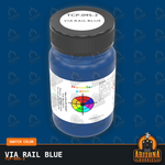 VIA Rail BLUE 2-oz bottle (Air-brush) Tru-Color Paint SPECIAL ORDER ONLY-with color swatch-Arizona Hobbies