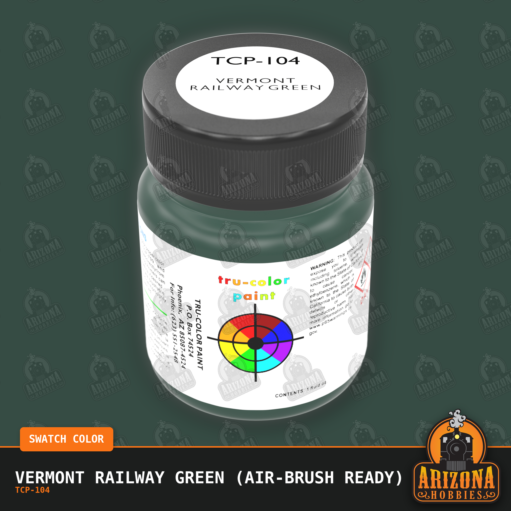 Vermont Railway GREEN 1-oz bottle (Air-brush) Tru-Color Paint-with color swatch-Arizona Hobbies