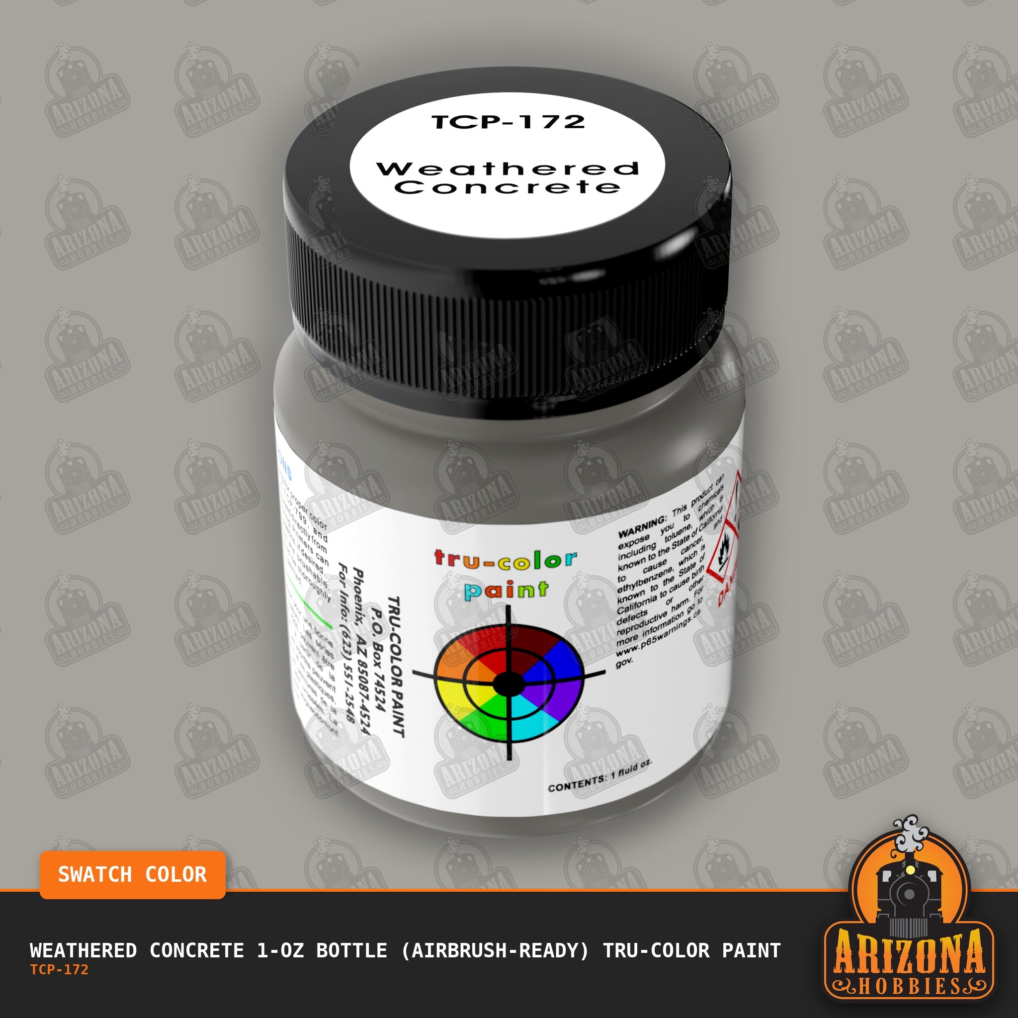 WEATHERED CONCRETE 1-oz bottle (Air-brush) Tru-Color Paint-with color swatch-Arizona Hobbies