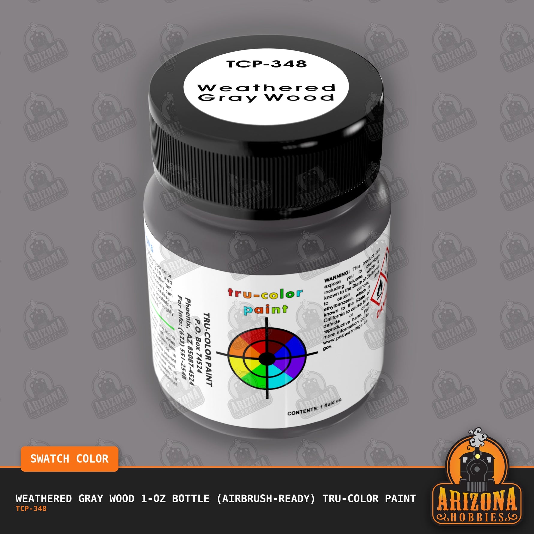 WEATHERED GRAY WOOD 1-oz bottle (Air-brush) Tru-Color Paint-with color swatch-Arizona Hobbies