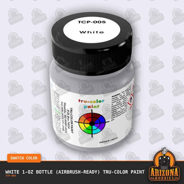 WHITE 1-oz Bottle (Air-brush) Tru-Color Paint-with color swatch-Arizona Hobbies