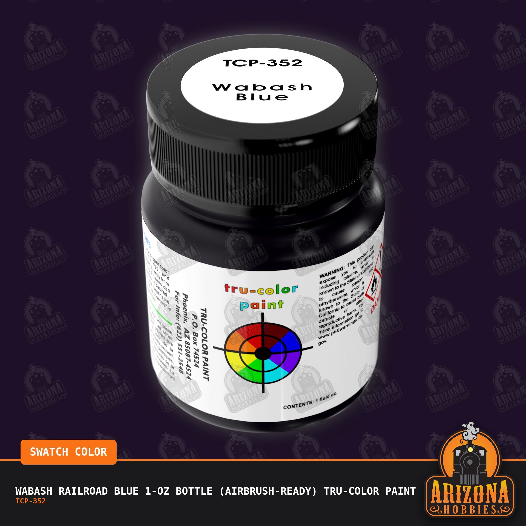 Wabash Railroad BLUE 1-oz bottle (Air-brush) Tru-Color Paint-with color swatch-Arizona Hobbies