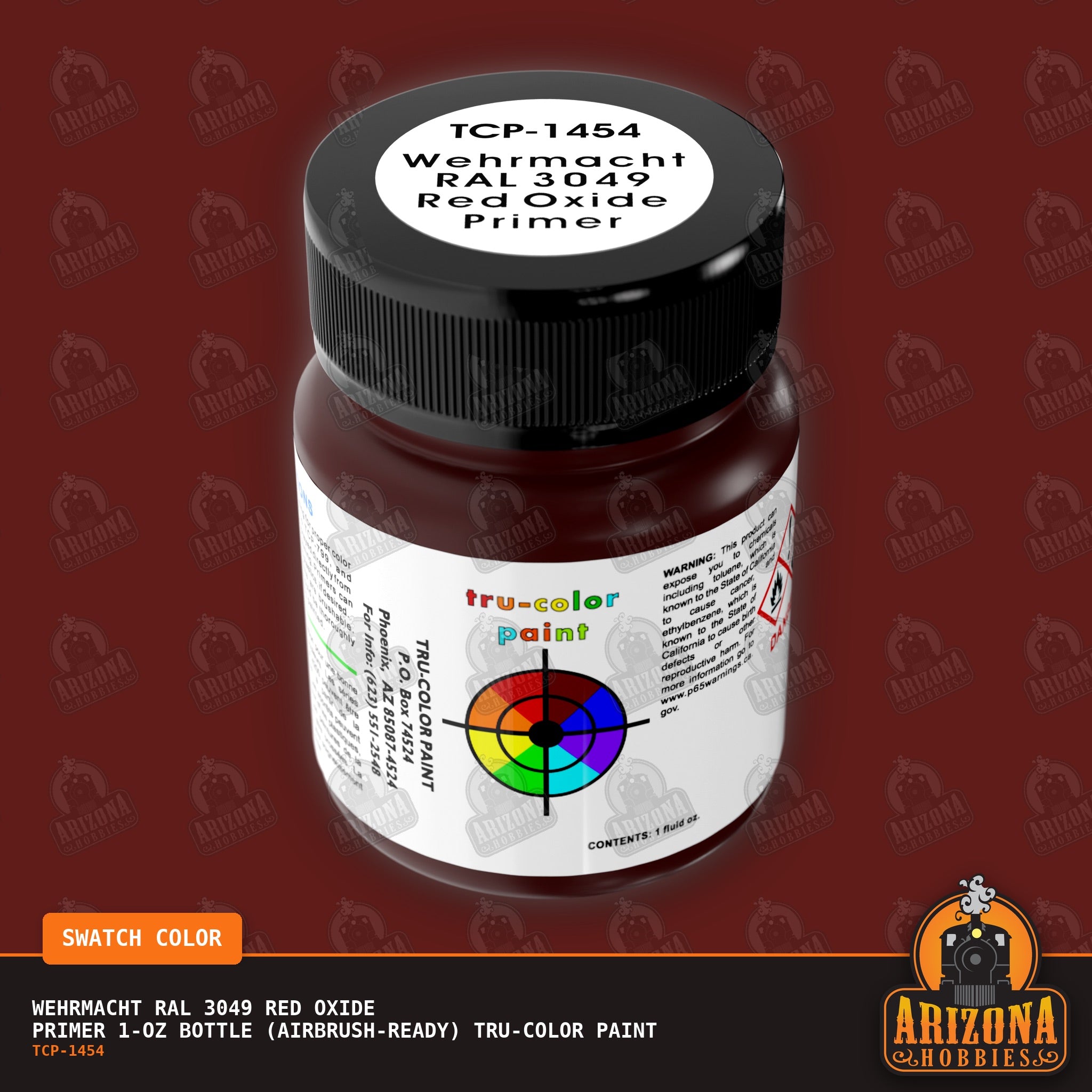 Wehrmacht RAL 3049 RED OXIDE PRIMER 1-oz bottle (Air-brush) Tru-Color Paint-with color swatch-Arizona Hobbies
