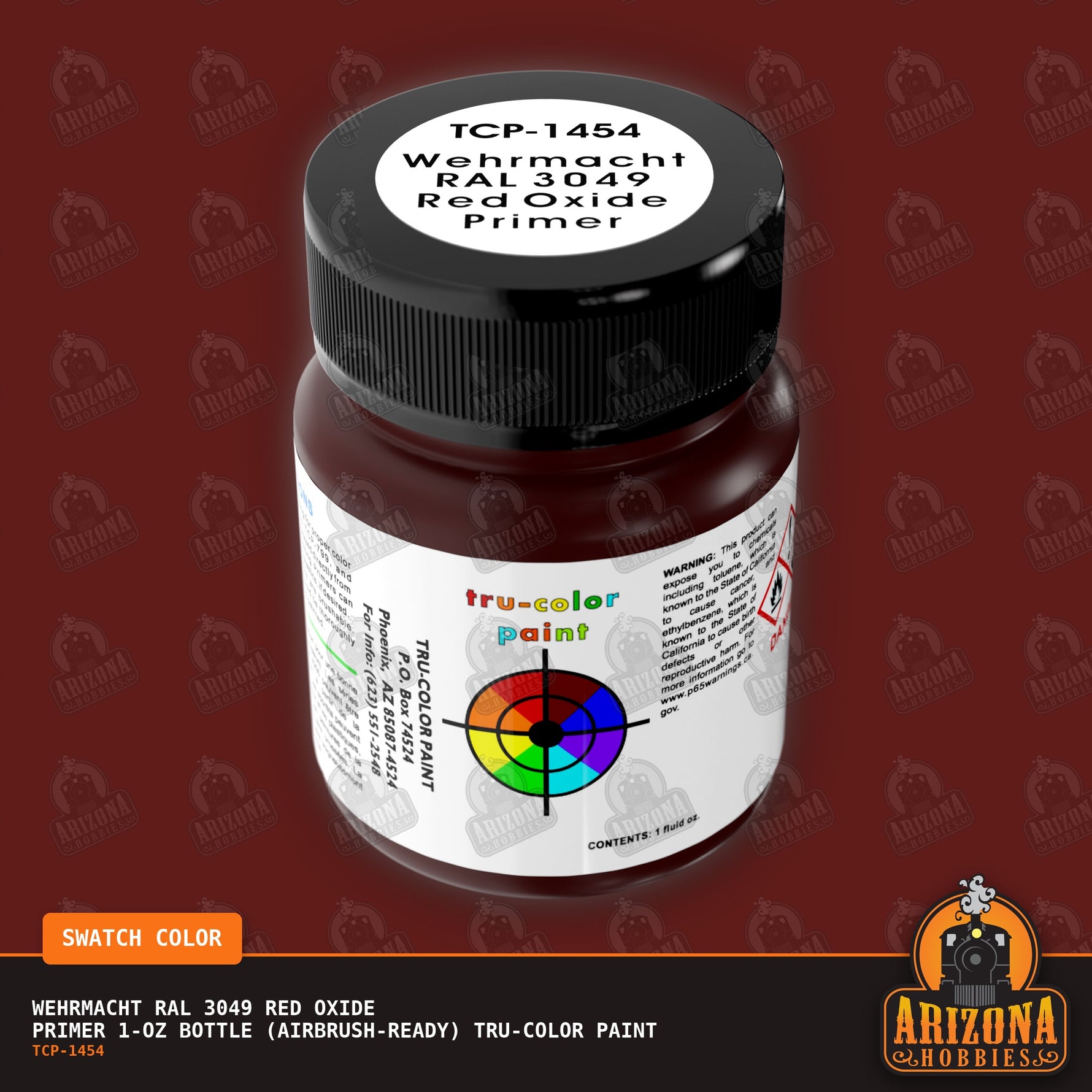 Wehrmacht RAL 3049 RED OXIDE PRIMER 1-oz bottle (Air-brush) Tru-Color Paint-with color swatch-Arizona Hobbies
