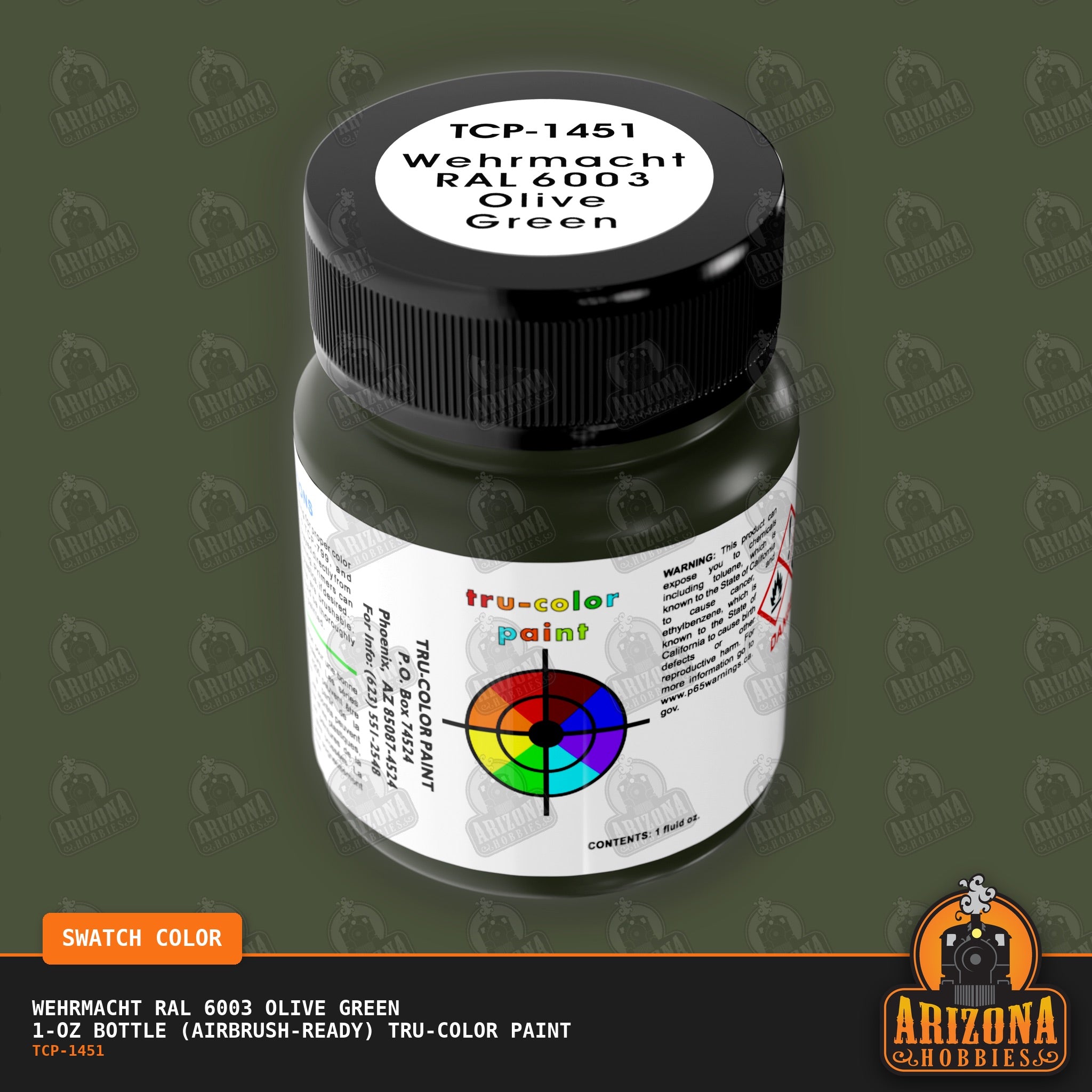 Wehrmacht RAL 6003 OLIVE GREEN 1-oz bottle (Air-brush) Tru-Color Paint-with color swatch-Arizona Hobbies