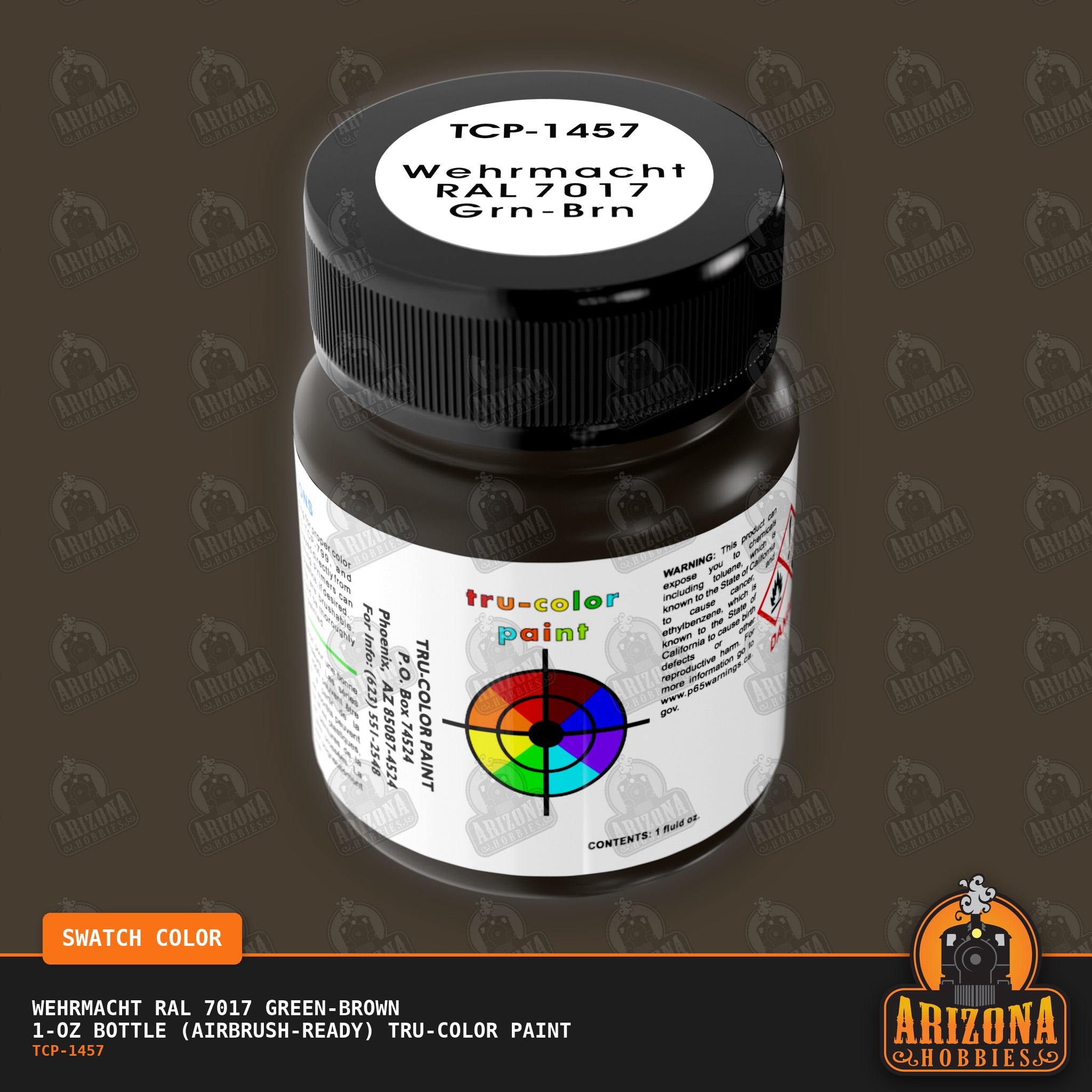 Wehrmacht RAL 7017 GREEN-BROWN 1-oz bottle (Air-brush) Tru-Color Paint-with color swatch-Arizona Hobbies