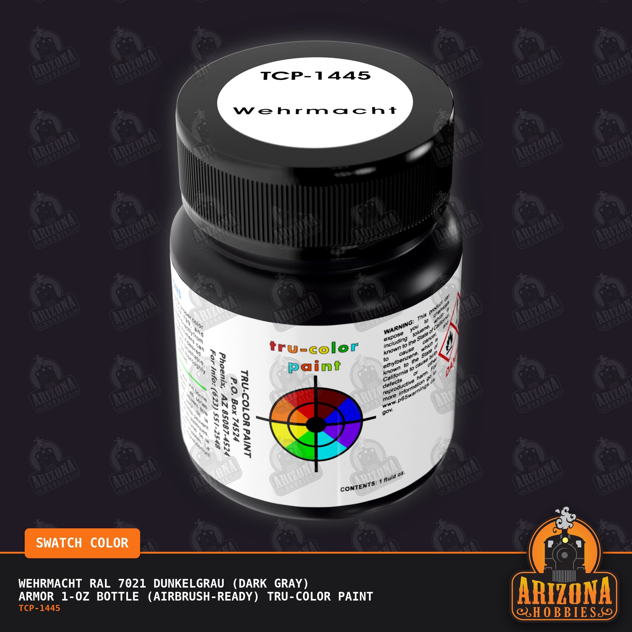 Wehrmacht RAL 7021 Dunkelgrau (DARK GRAY) Armor 1-oz bottle (Air-brush) Tru-Color Paint-with color swatch-Arizona Hobbies