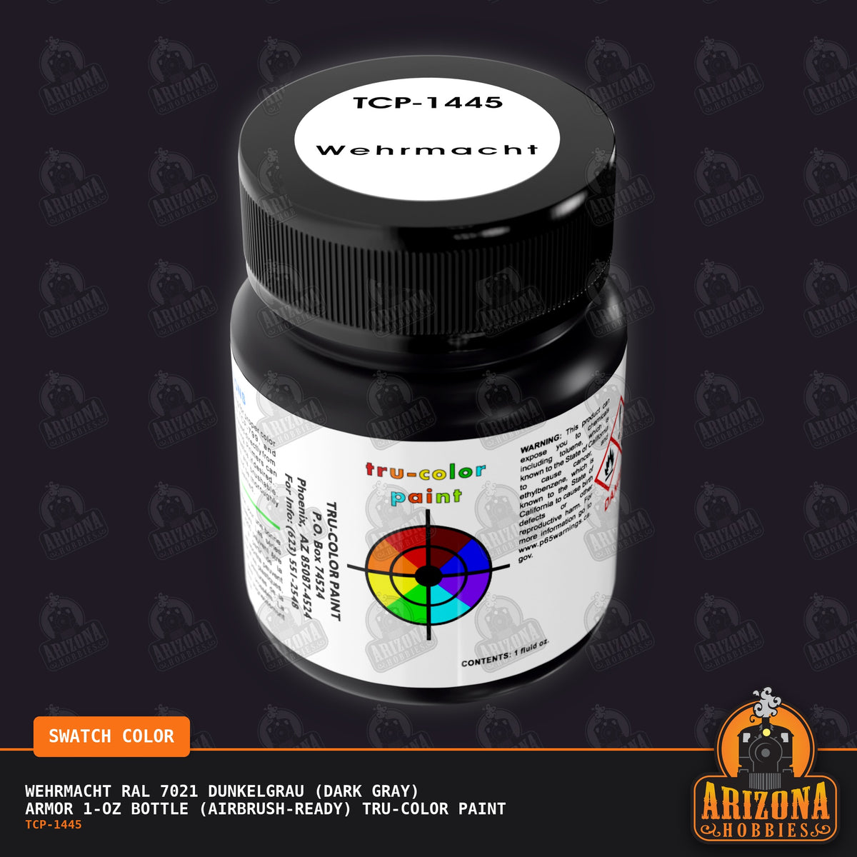 Wehrmacht RAL 7021 Dunkelgrau (DARK GRAY) Armor 1-oz bottle (Air-brush) Tru-Color Paint-with color swatch-Arizona Hobbies