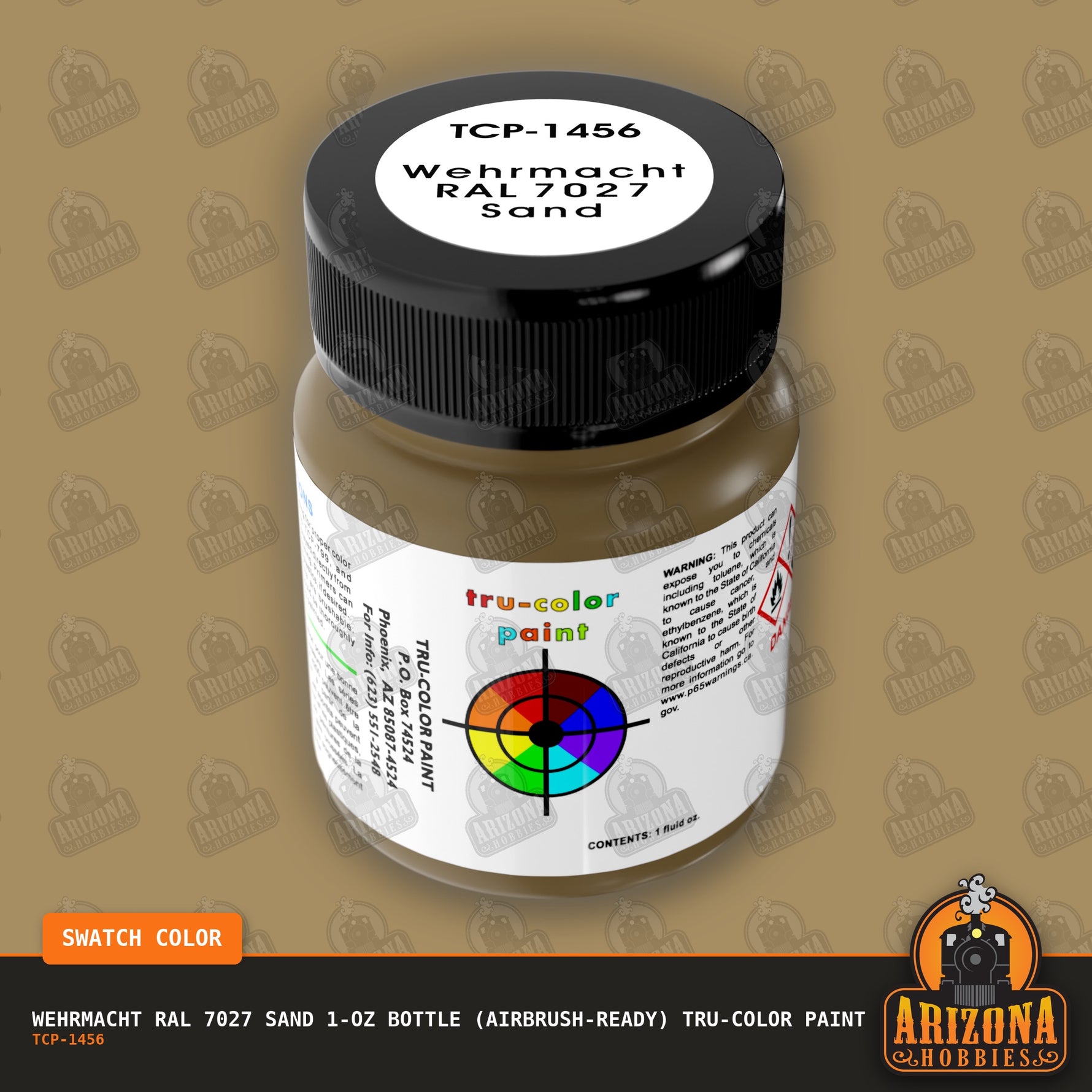 Wehrmacht RAL 7027 SAND 1-oz bottle (Air-brush) Tru-Color Paint-with color swatch-Arizona Hobbies