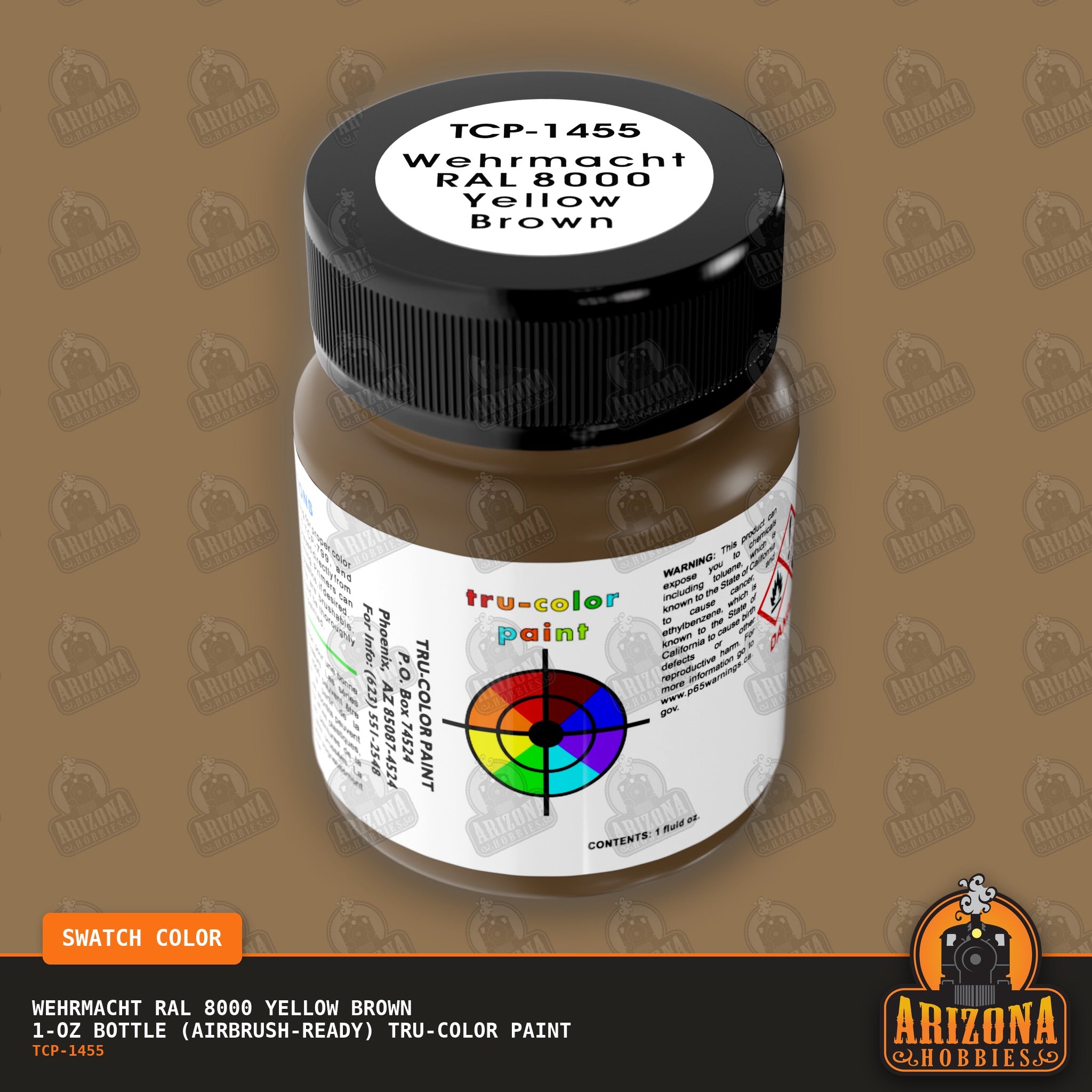 Wehrmacht RAL 8000 YELLOW BROWN 1-oz bottle (Air-brush) Tru-Color Paint-with color swatch-Arizona Hobbies