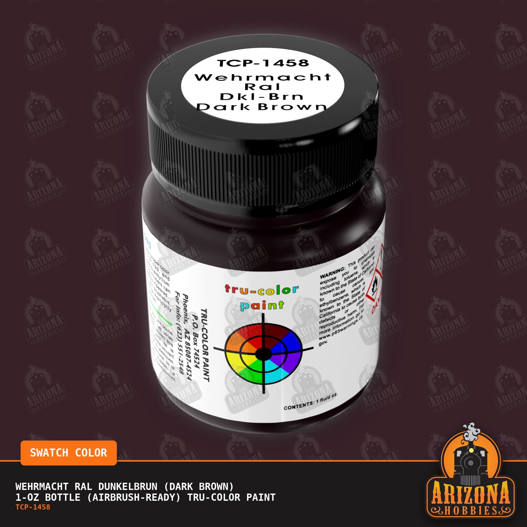 Wehrmacht RAL Dunkelbrun (DARK BROWN) 1-oz bottle (Air-brush) Tru-Color Paint-with color swatch-Arizona Hobbies