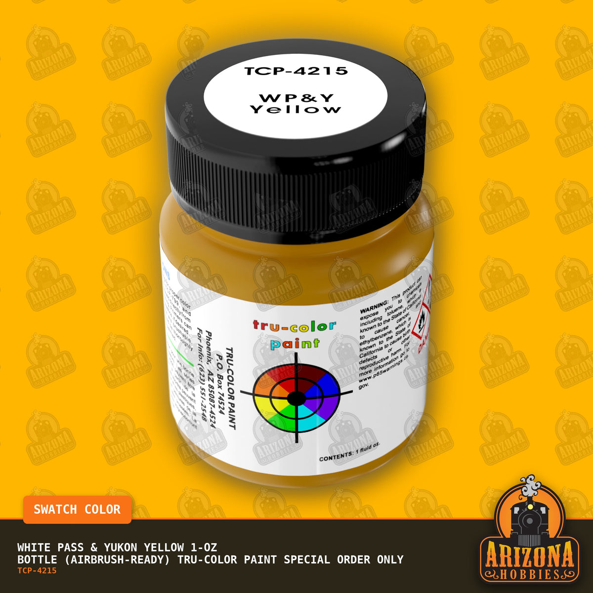 White Pass & Yukon YELLOW 1-oz bottle (Air-brush) Tru-Color Paint SPECIAL ORDER ONLY-with color swatch-Arizona Hobbies