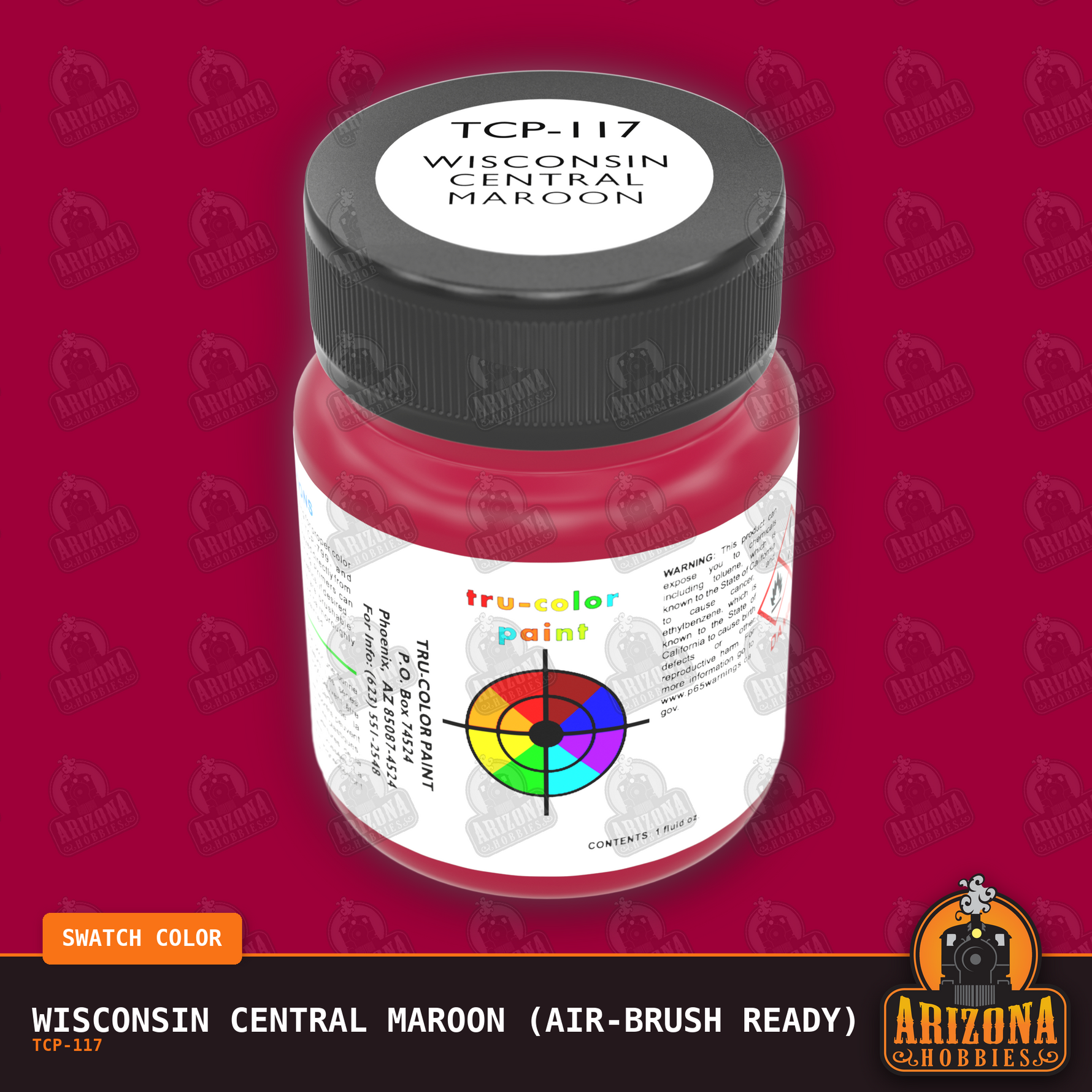 Wisconsin Central MAROON 1-oz bottle (Air-brush) Tru-Color Paint-with color swatch-Arizona Hobbies