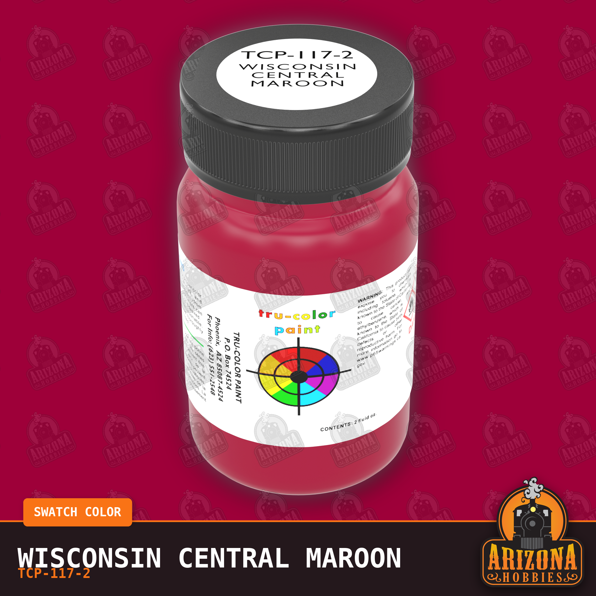 Wisconsin Central MAROON 2-oz bottle (Air-brush) Tru-Color Paint SPECIAL ORDER ONLY-with color swatch-Arizona Hobbies