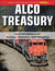 Alco Treasury book featuring red American locomotives, showcasing the history of the American Locomotive Company