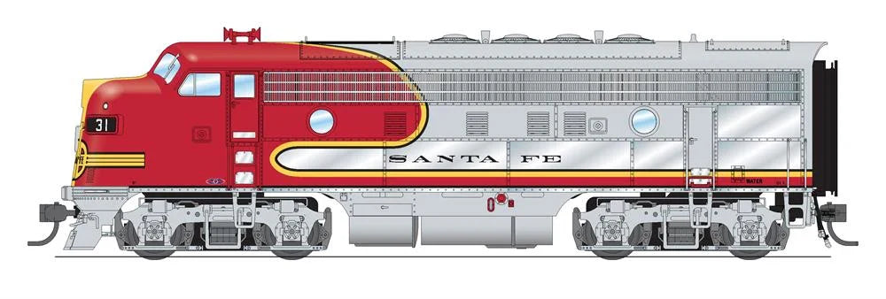 Broadway Limited 6658 HO EMD F3A Santa Fe ATSF 31C red and silver Warbonnet diesel locomotive