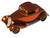 Model car with candy orange enamel paint finish, showcasing vintage design and glossy detailing from above