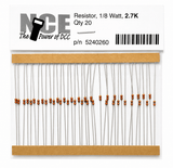 NCE 524-260 2.7K Ohm Resistors – 1/8 Watt – 20 Pack