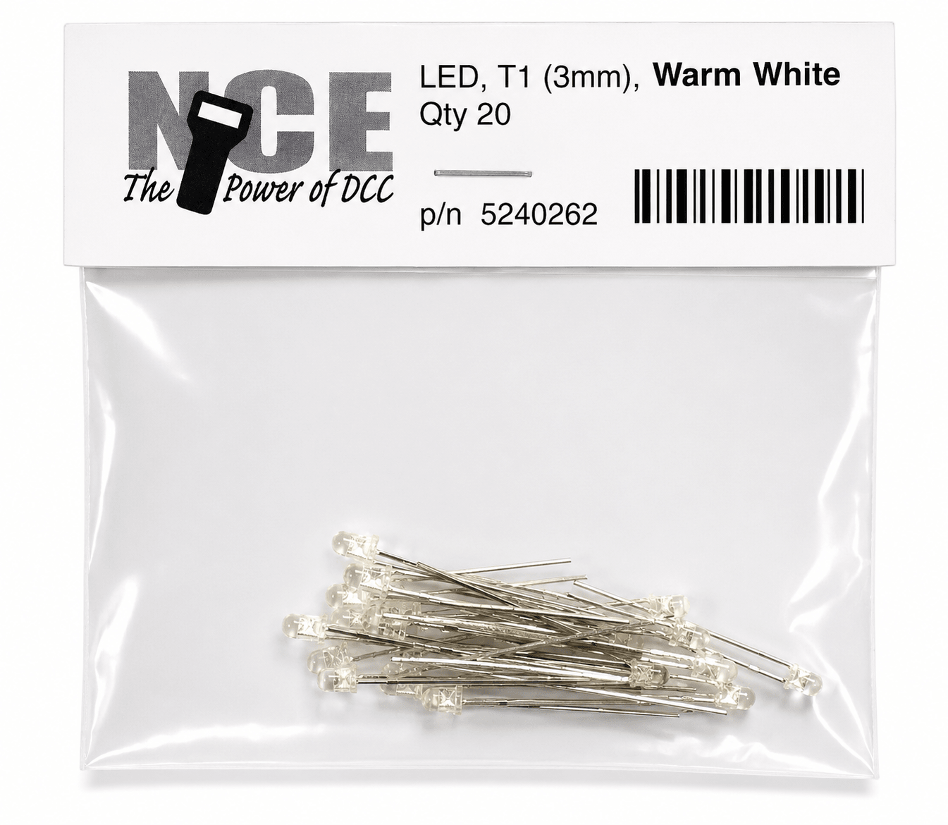 NCE 524-262 Warm White LED – 3mm (T1) – 20 Pack