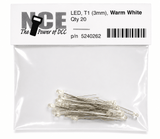 NCE 524-262 Warm White LED – 3mm (T1) – 20 Pack