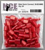 NCE 524-278 Male Quick Connect Terminals – Red (18–22 AWG) 64-Pack