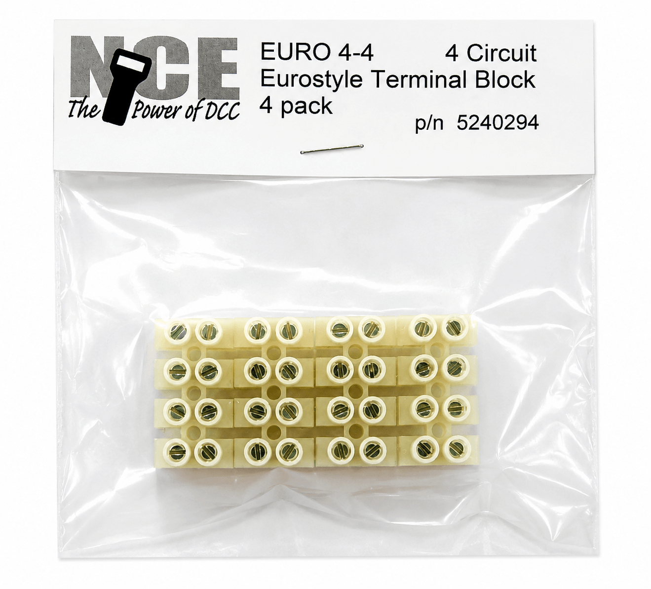 NCE 524-294 Euro 4-4 Terminal Strip (4-Pack)