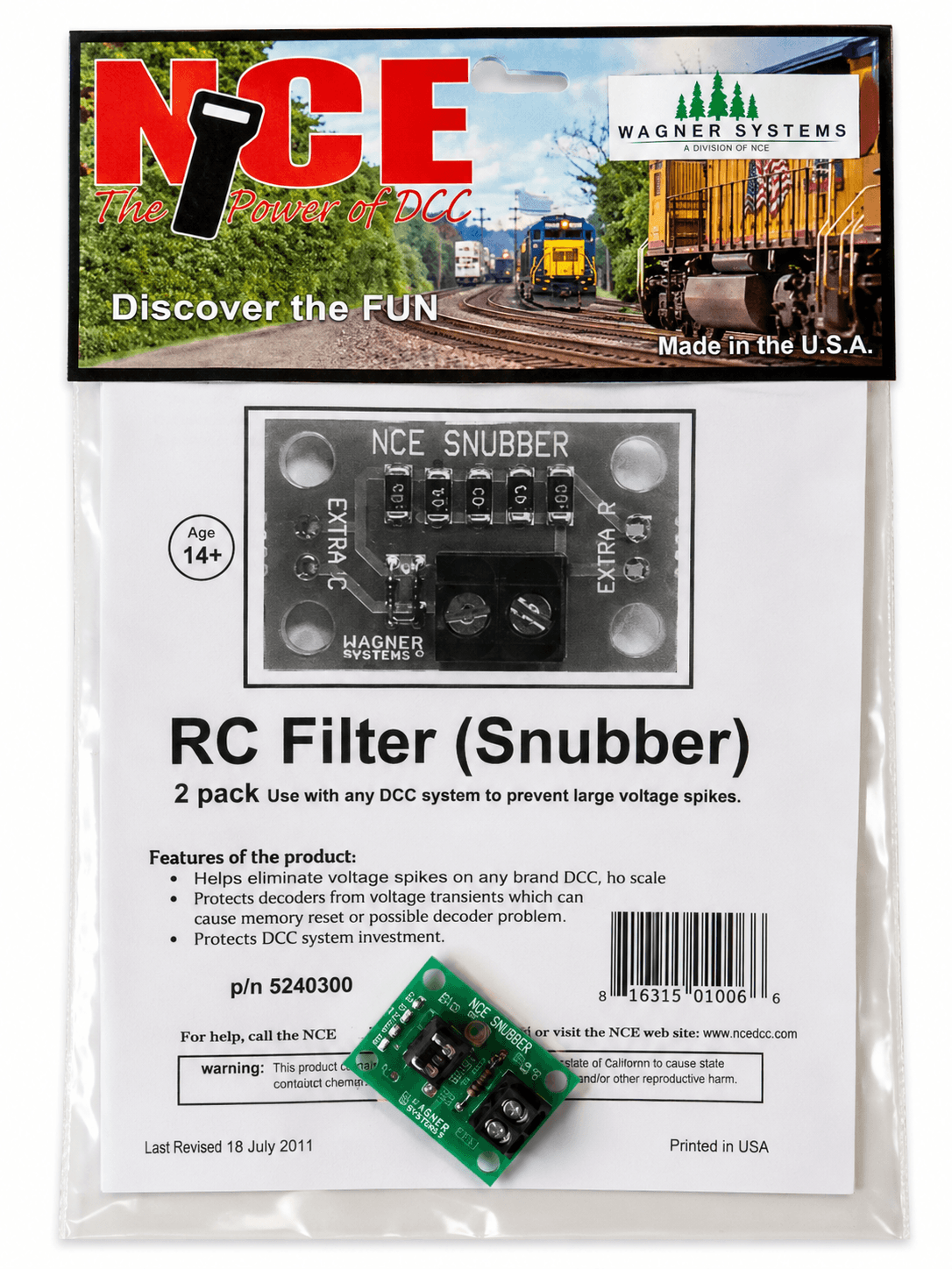 NCE 524-305 RC Filter (Snubber) – 2 Pack