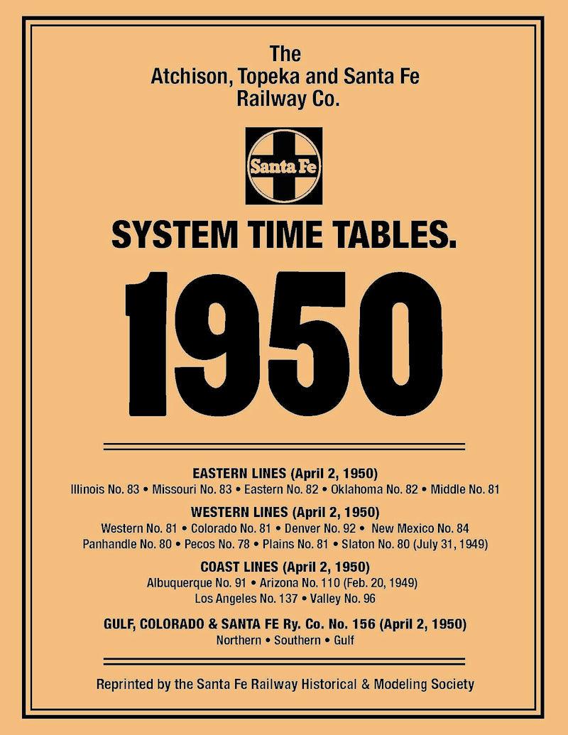 Santa Fe Railway 1950 System Time Table Reprint - Arizona Hobbies LLC
