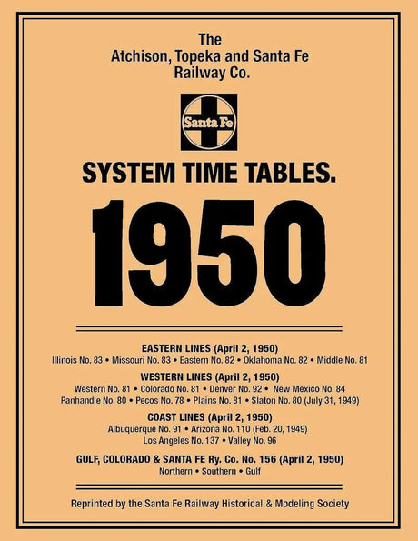 Santa Fe Railway 1950 System Time Table Reprint - Arizona Hobbies LLC