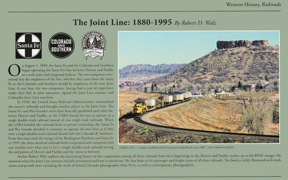 Book cover of 'The Joint Line: 1880-1995' by Robert D. Wela, featuring a train on a landscape with mountainous background.