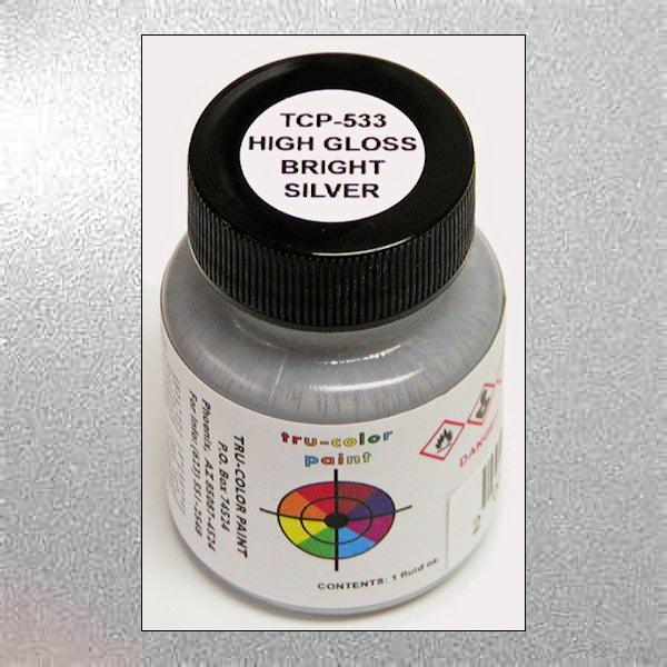 High-gloss BRIGHT SILVER 1 oz bottle (Airbrush-ready) Tru-Color Paint - Arizona Hobbies LLC