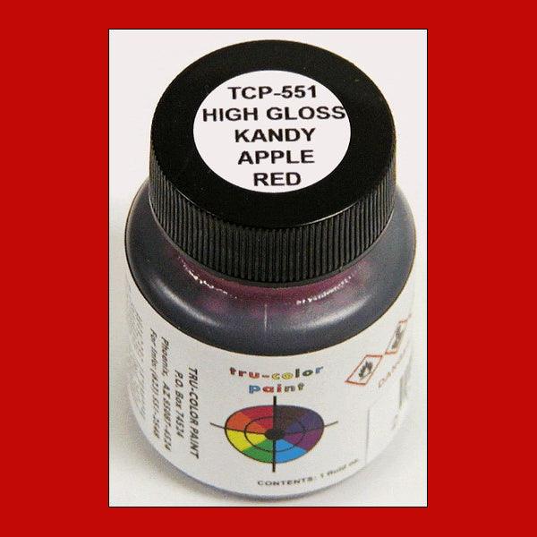 High-gloss KANDY APPLE RED (TRANSPARENT RED) 1 oz bottle (Airbrush-ready) Tru-Color Paint - Arizona Hobbies LLC