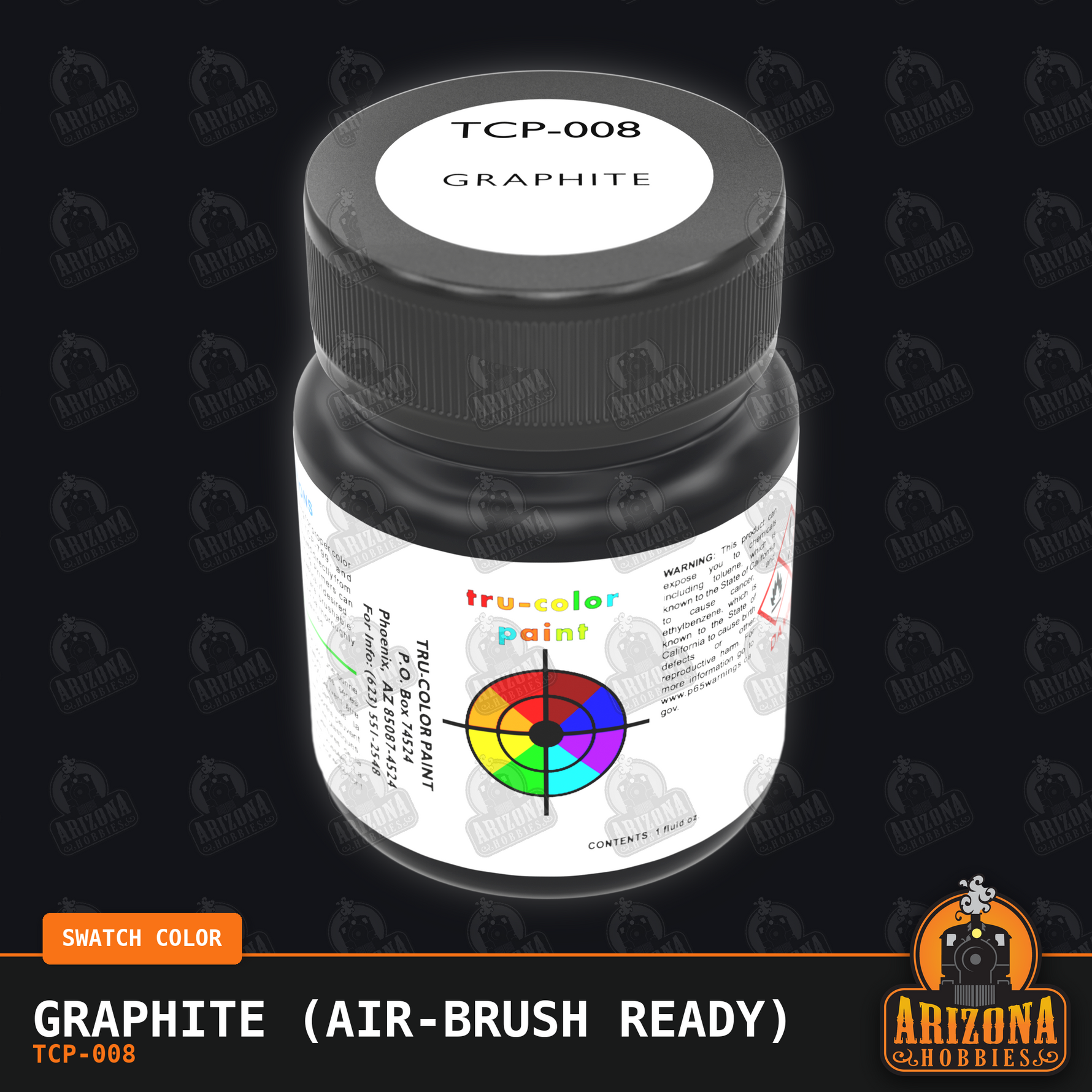 GRAPHITE 1-oz bottle (Airbrush-ready) Tru-Color Paint -  bottle image and color swatch