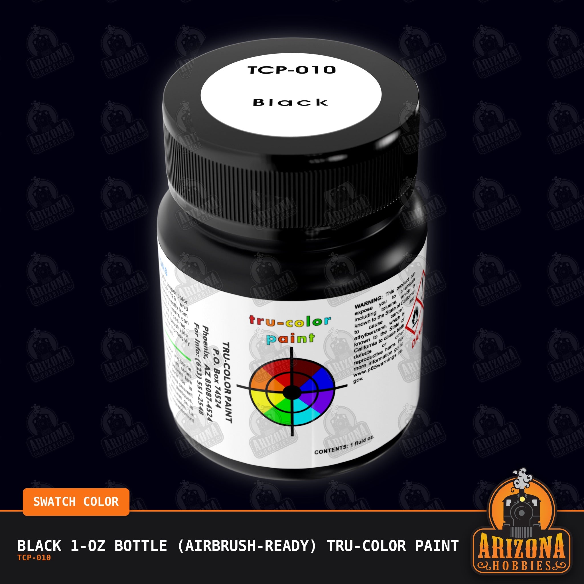 BLACK 1-oz bottle (Airbrush-ready) Tru-Color Paint