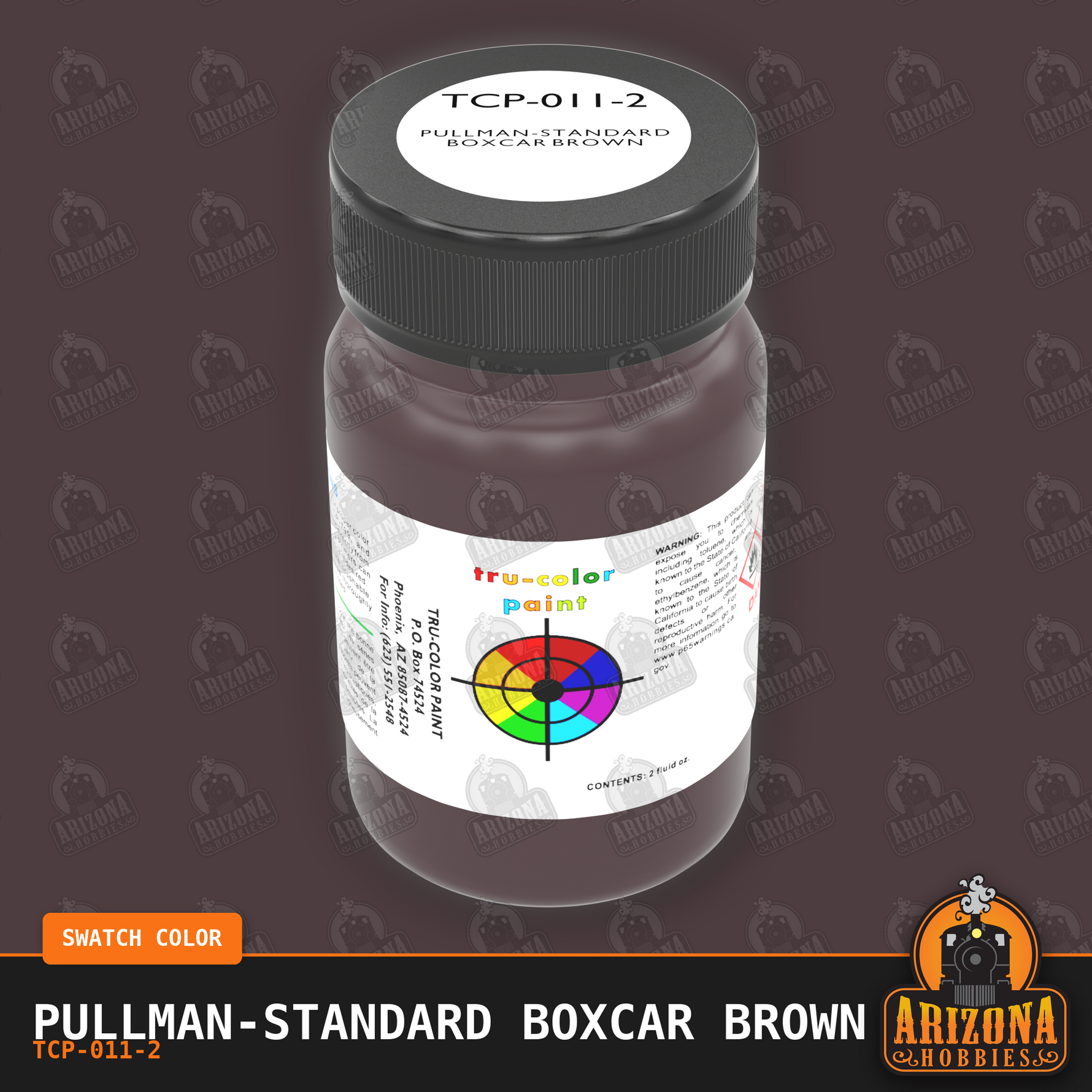 Pullman-Standard BOXCAR BROWN 2-oz bottle (Airbrush-ready) Tru-Color Paint SPECIAL ORDER ONLY -  bottle image and color swatch