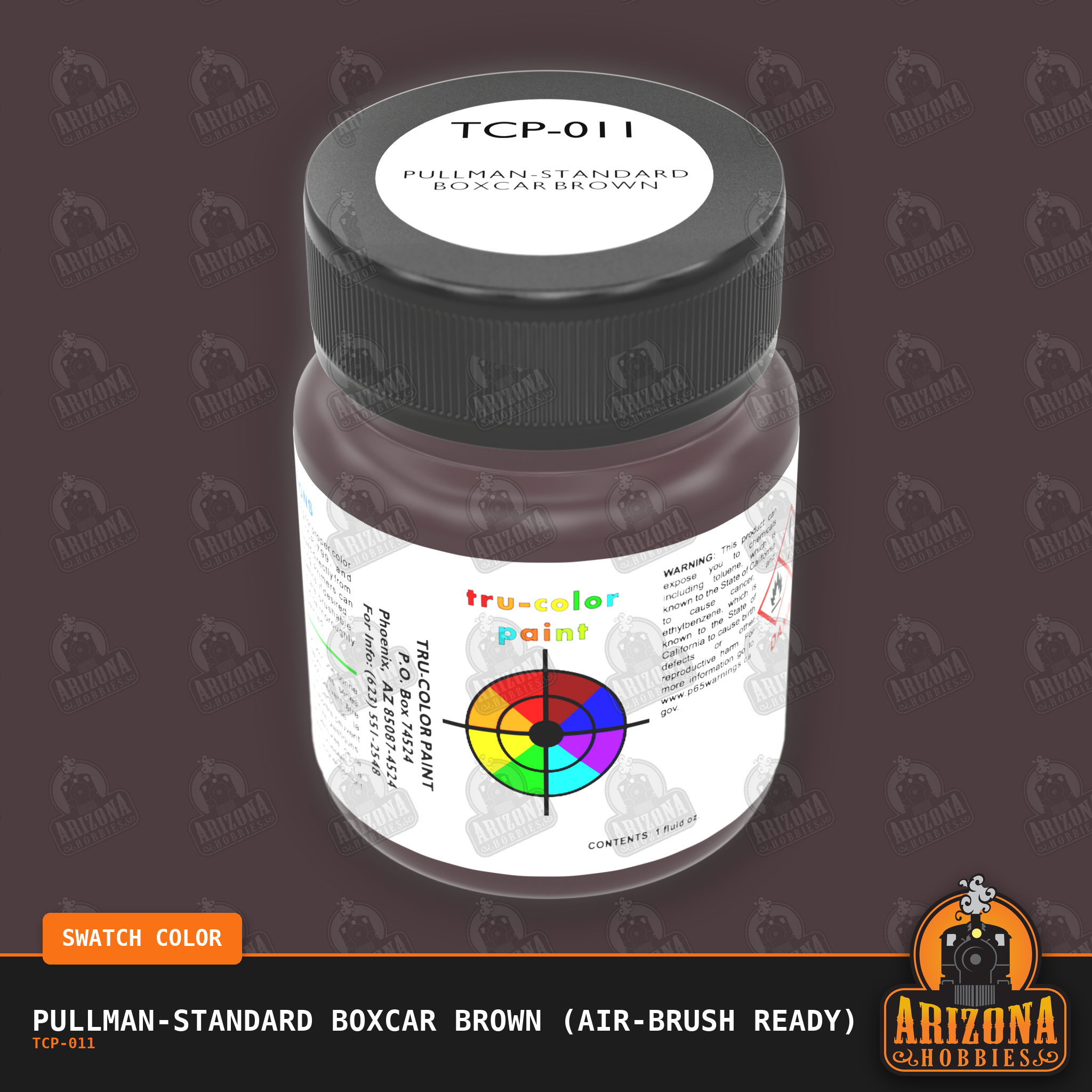 Pullman-Standard BOXCAR BROWN 1-oz bottle (Airbrush-ready) Tru-Color Paint -  bottle image and color swatch