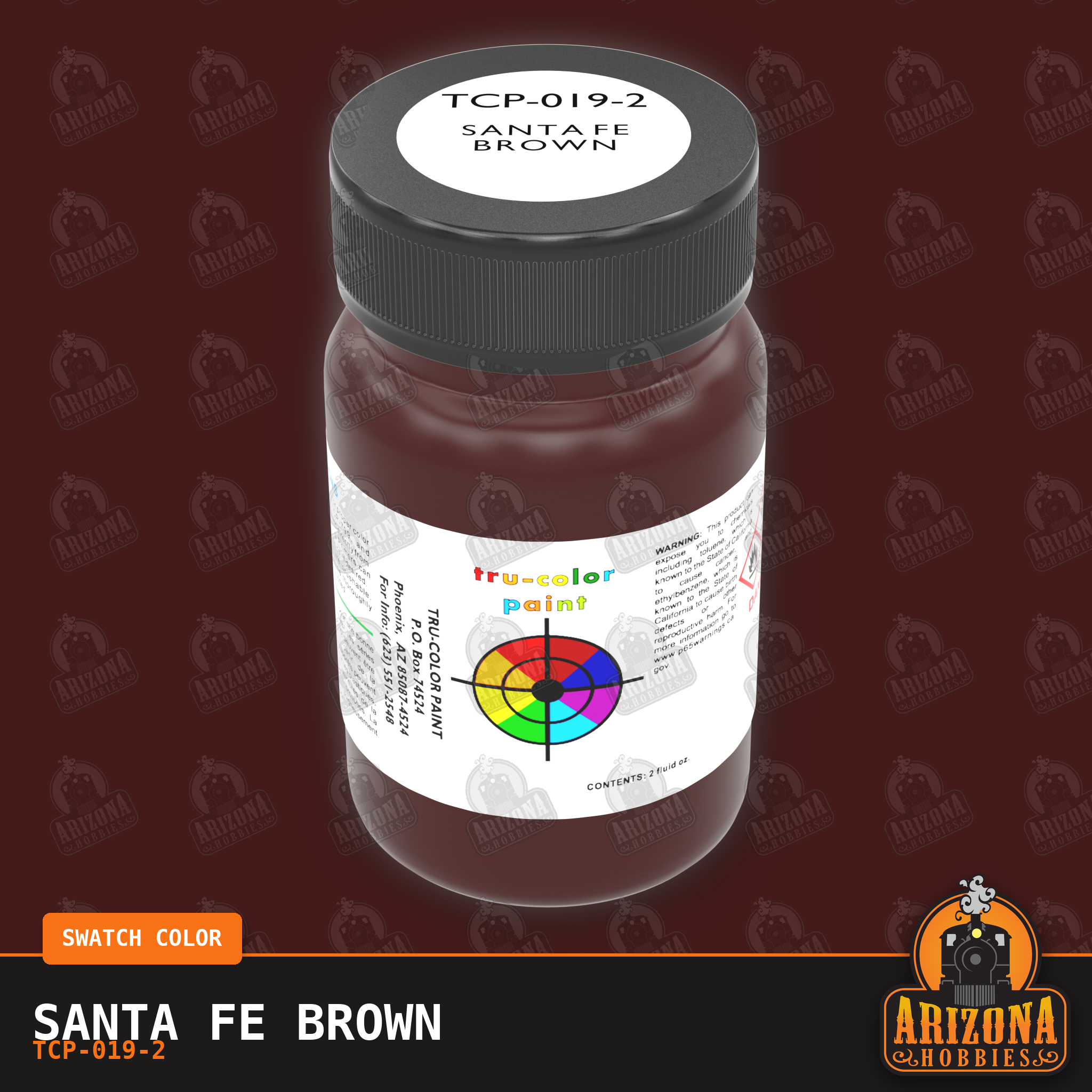 Santa Fe BROWN 2-oz bottle (Airbrush-ready) Tru-Color Paint SPECIAL ORDER ONLY -  bottle image and color swatch