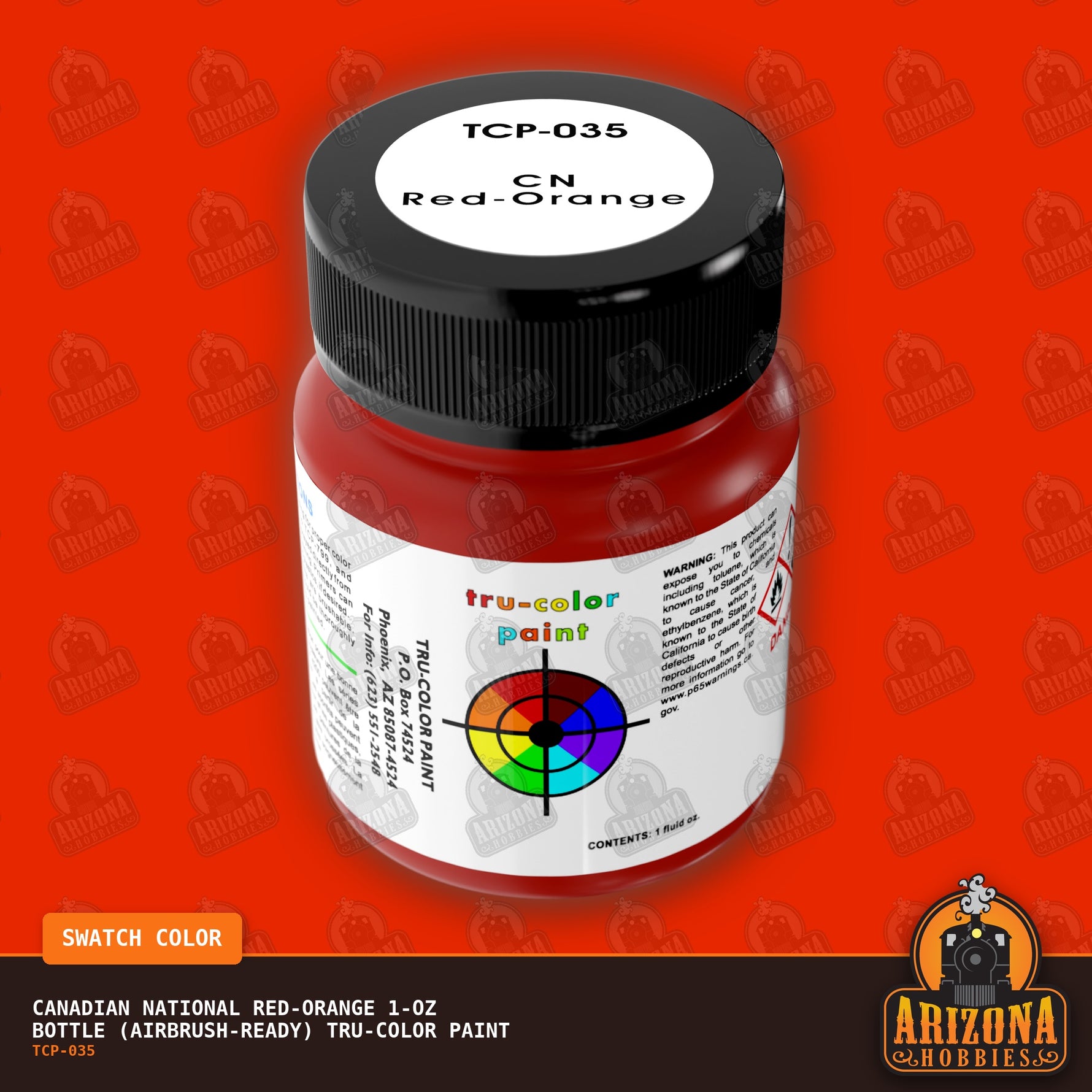 Canadian National RED-ORANGE 1-oz bottle (Airbrush-ready) Tru-Color Paint
