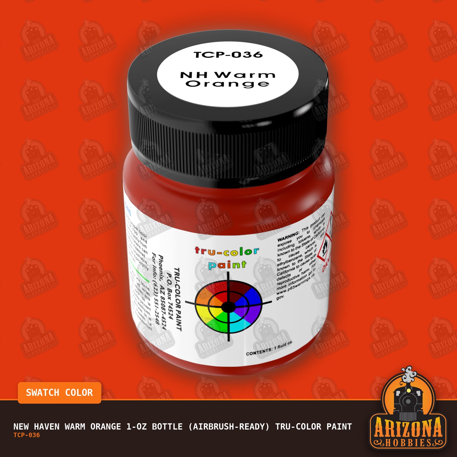 New Haven WARM ORANGE 1-oz bottle (Airbrush-ready) Tru-Color Paint