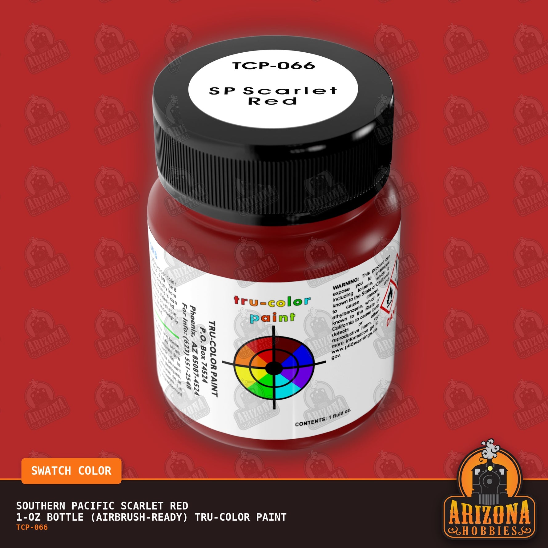 Southern Pacific SCARLET RED 1-oz bottle (Airbrush-ready) Tru-Color Paint
