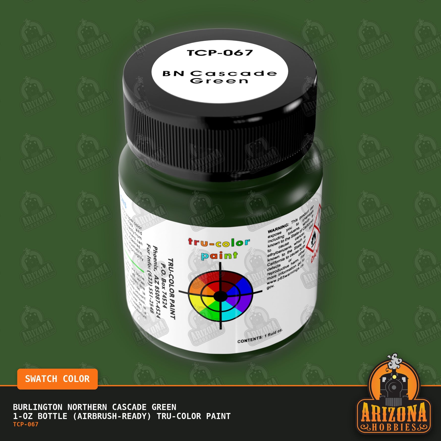 Burlington Northern CASCADE GREEN 1-oz bottle (Airbrush-ready) Tru-Color Paint
